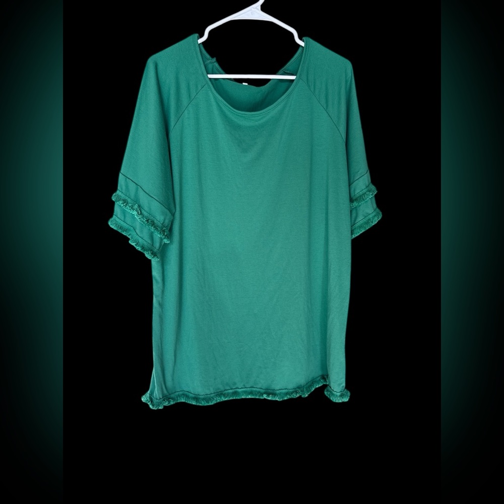 Women's Green Ruffle Sleeve Tunic Top Size 1XL